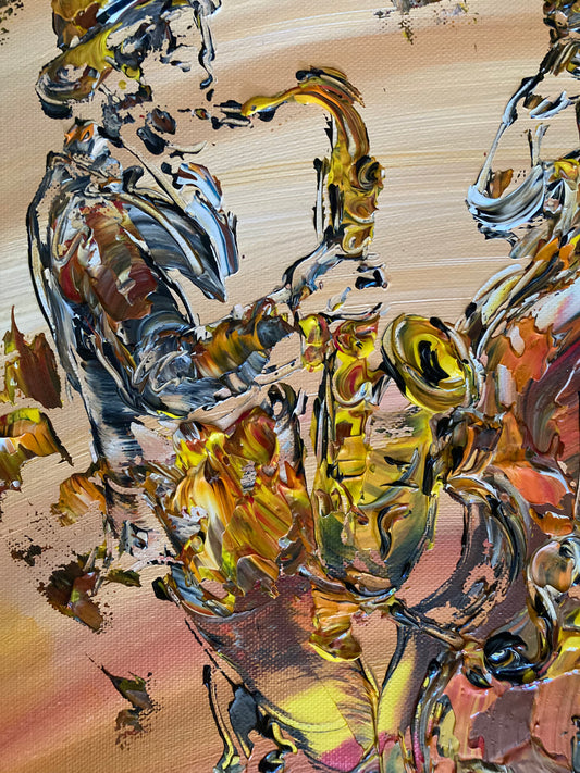 Tableau musiciens Jazzy 55x46cm - Peinture originale sur Toile - VGL©