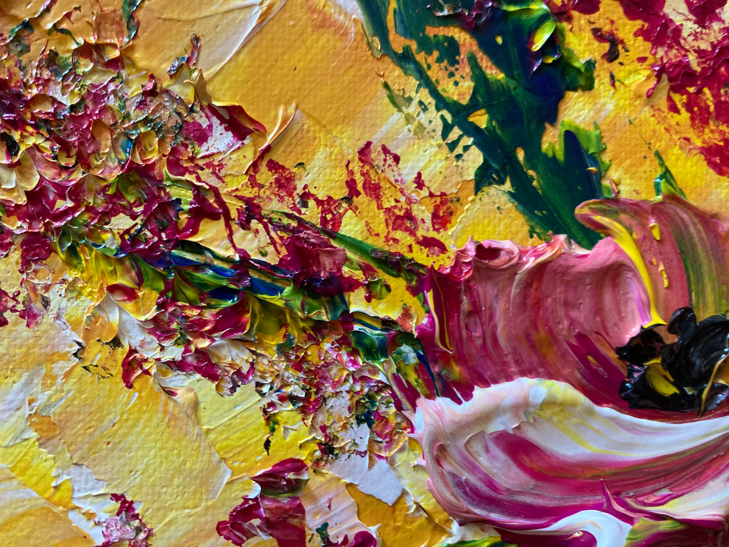 Blumenstrauß rosa Natur - Gemälde 30x30 cm