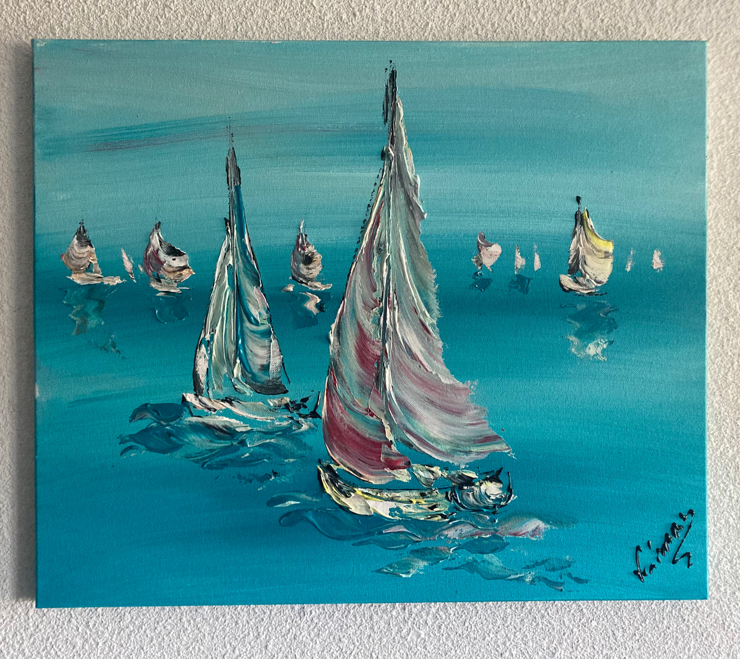 Segelboote - Gemälde auf Leinwand 55x46cm