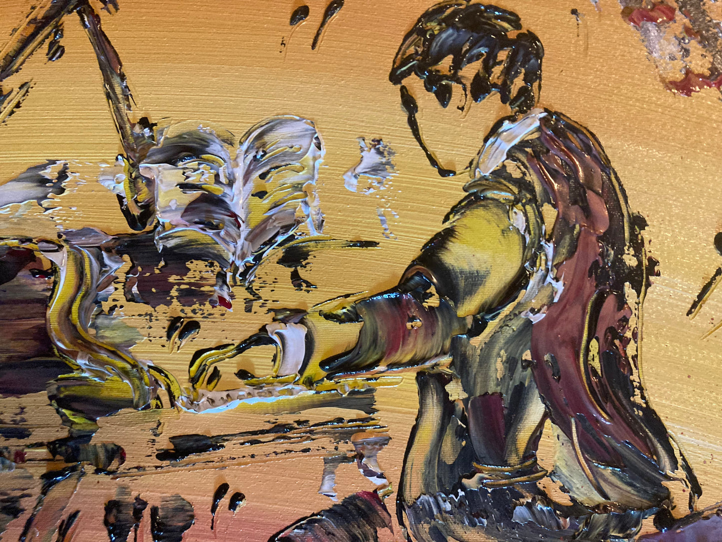 Musikpianist - Gemälde auf Leinwand 55x46 cm