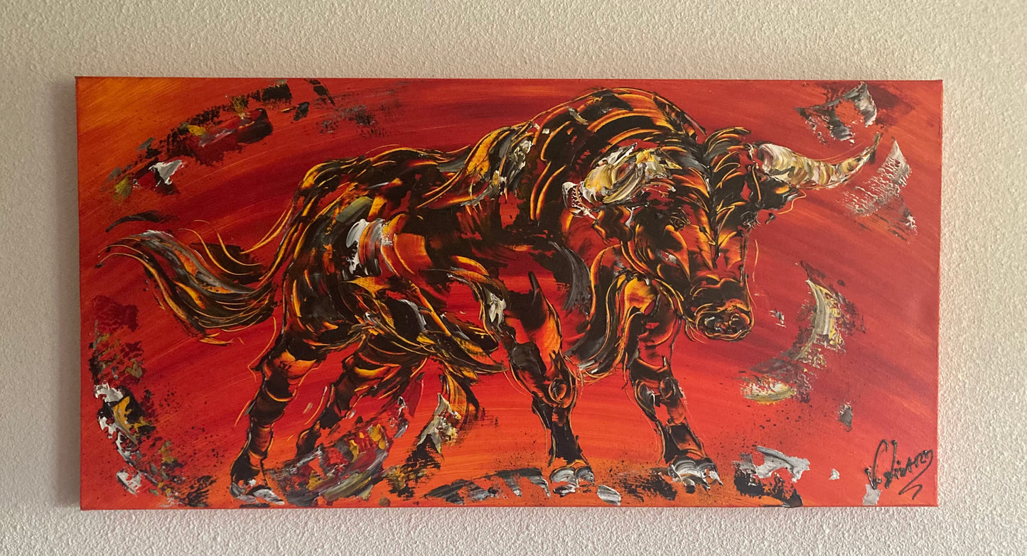 Bull Painting on canvas 50x100cm