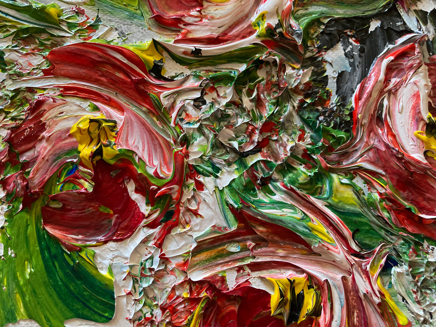 Roter Blumenstrauß Natur - Gemälde 30x30 cm