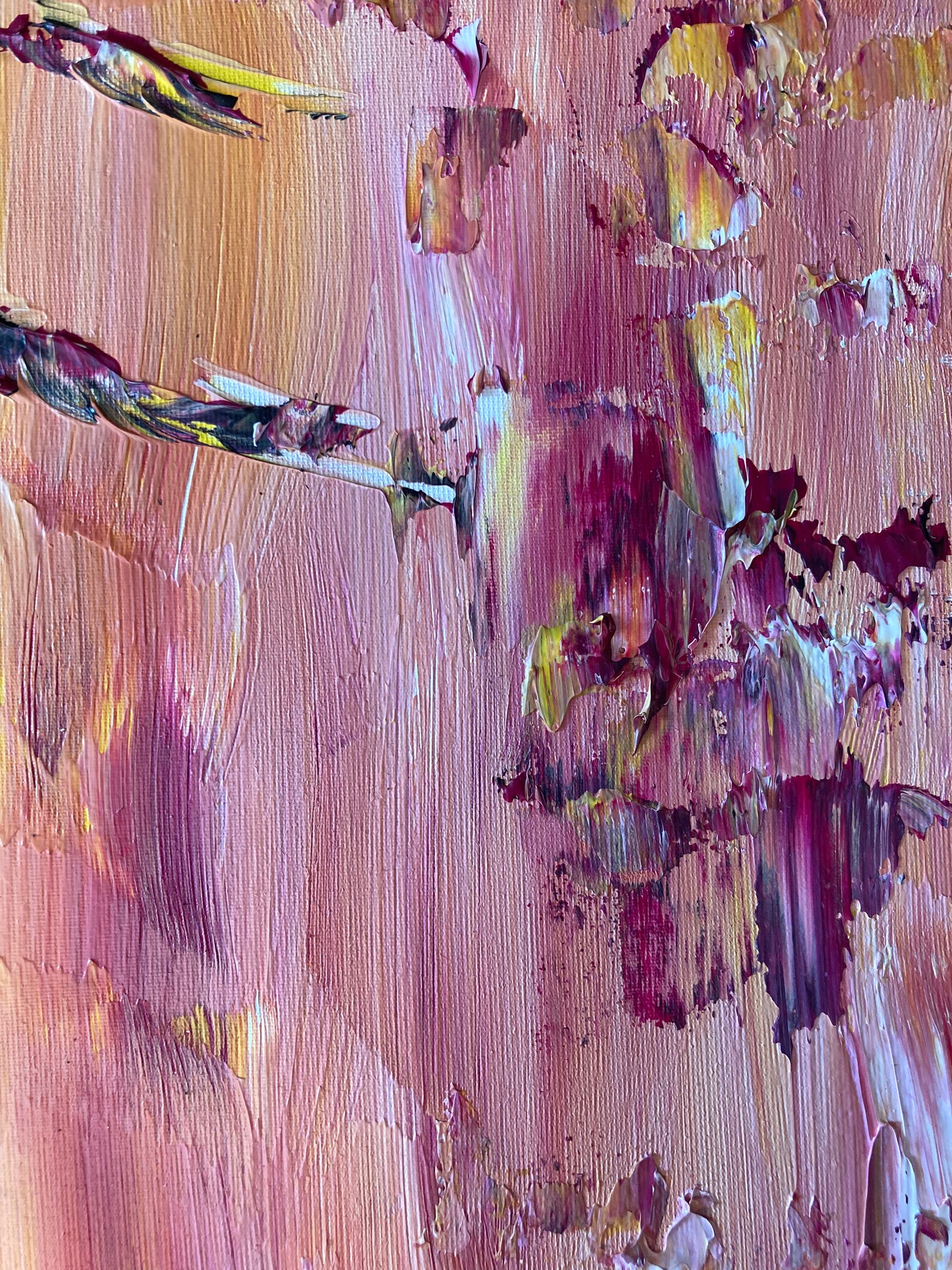 Pink Flamingos - Painting on canvas 55x46 cm