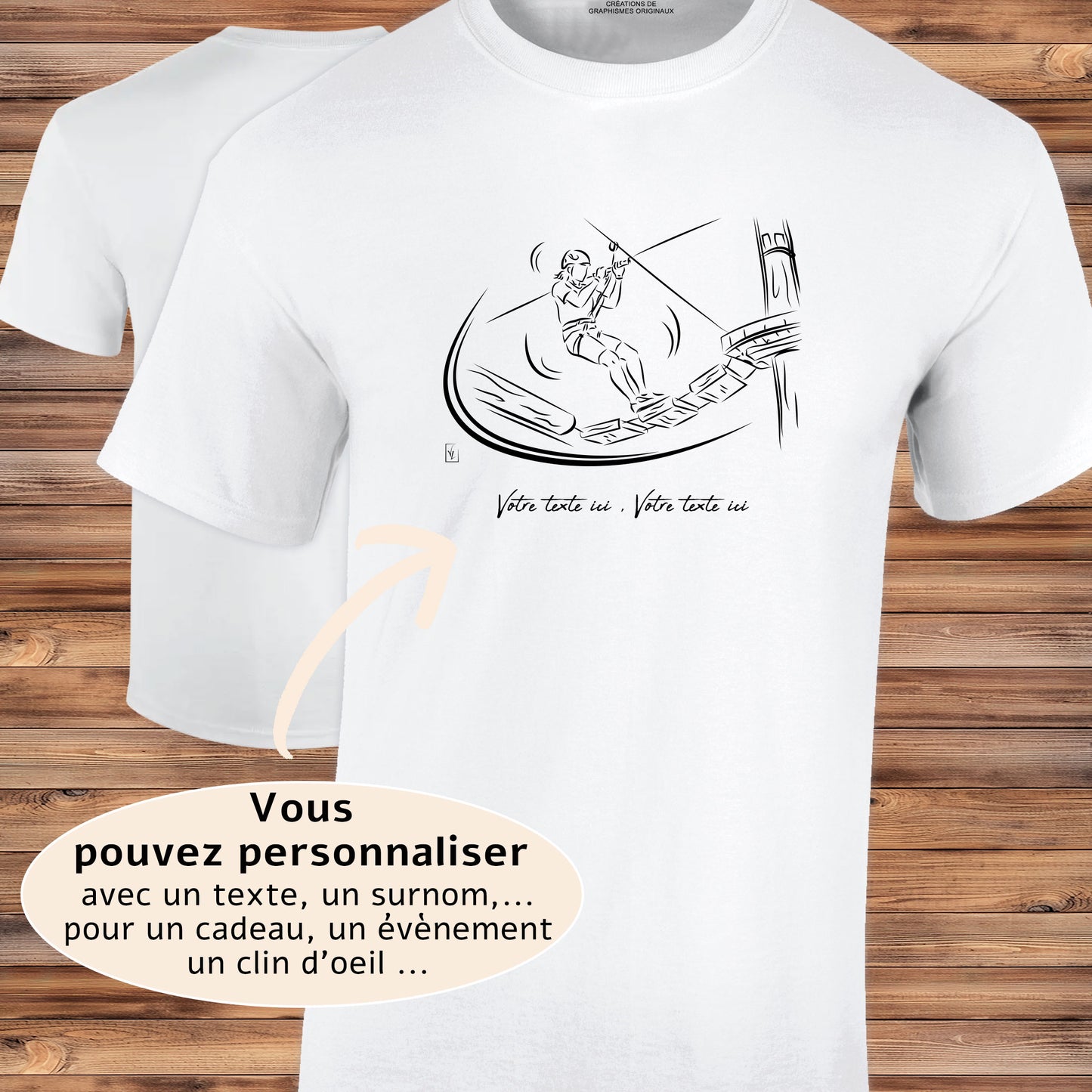 T-shirt accrobranche blanc personnalisable parc aventure