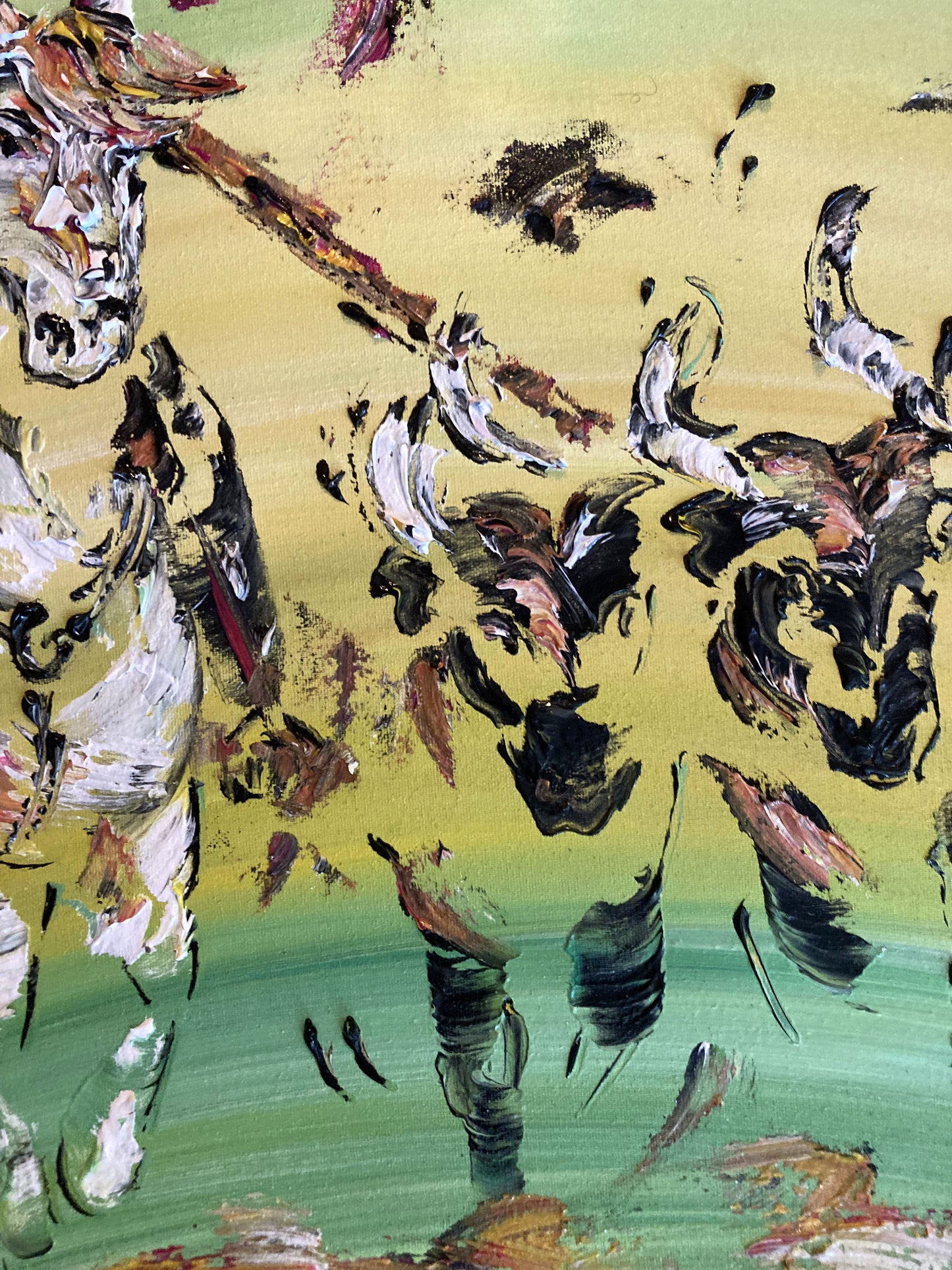 Camargue gardian taureau toile peinture de 50x50 cm détail 4 Virginie Linard ©