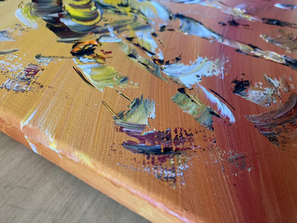 Tableau camargue gardians chevaux Peinture sur toile 55x46cm du peintre Virginie Linard © détail4