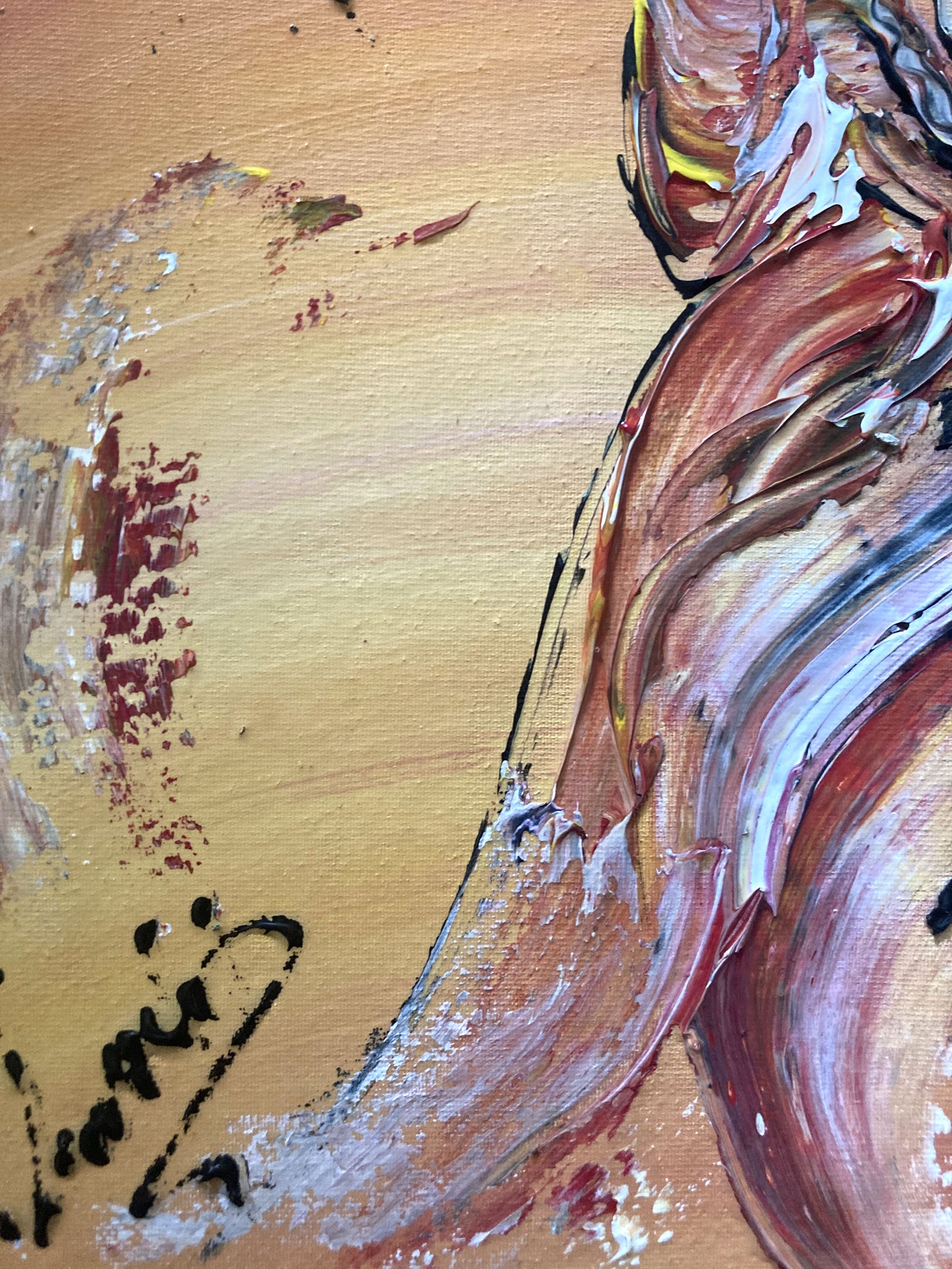 Camargue Toile Arlésienne ombrelle - Peinture de 30x40 cm Virginie Linard © détail 2