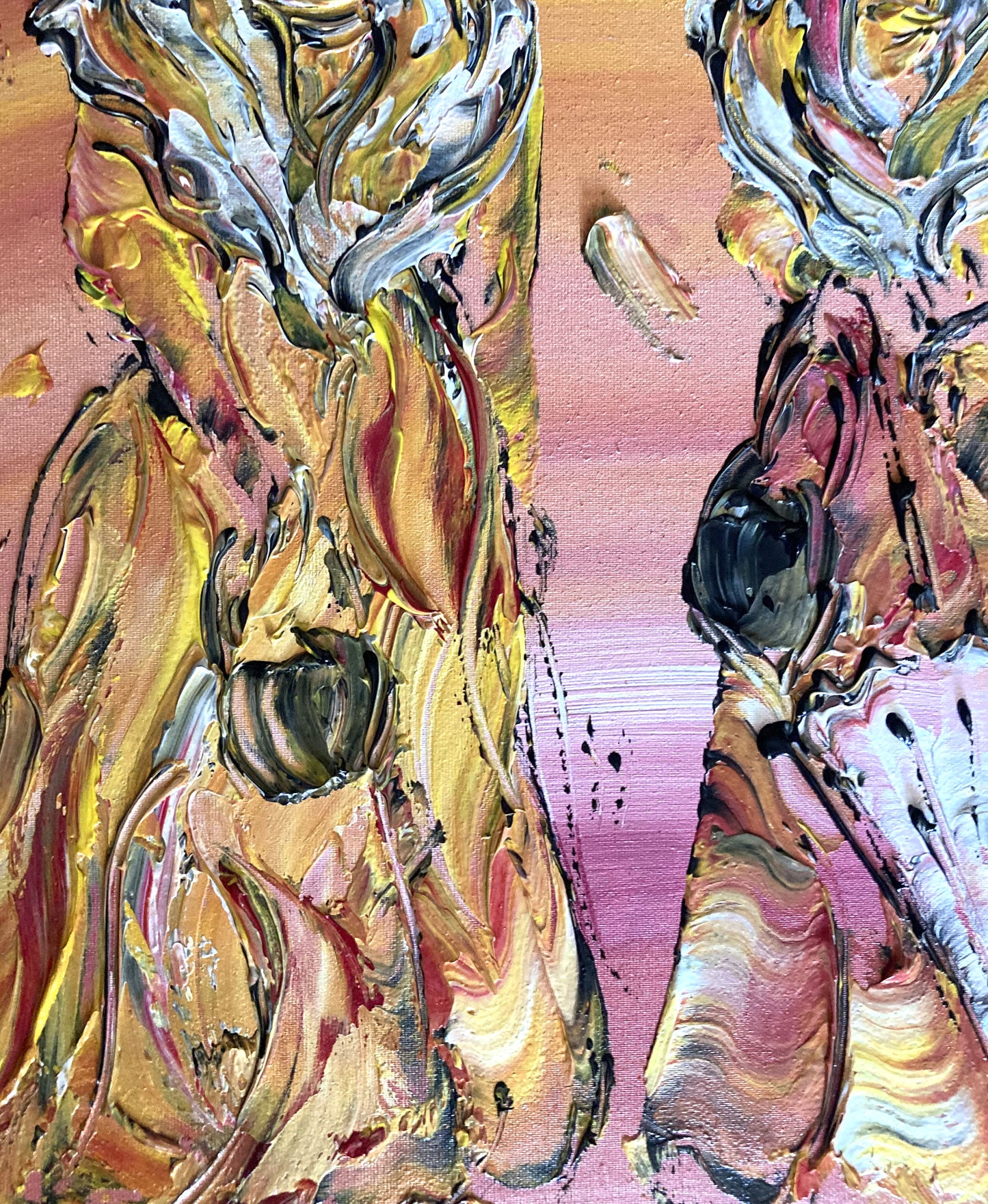 Camargue Toiles Arlésiennes ombrelle - Peinture de 40x40 cm Virginie Linard © détail 3