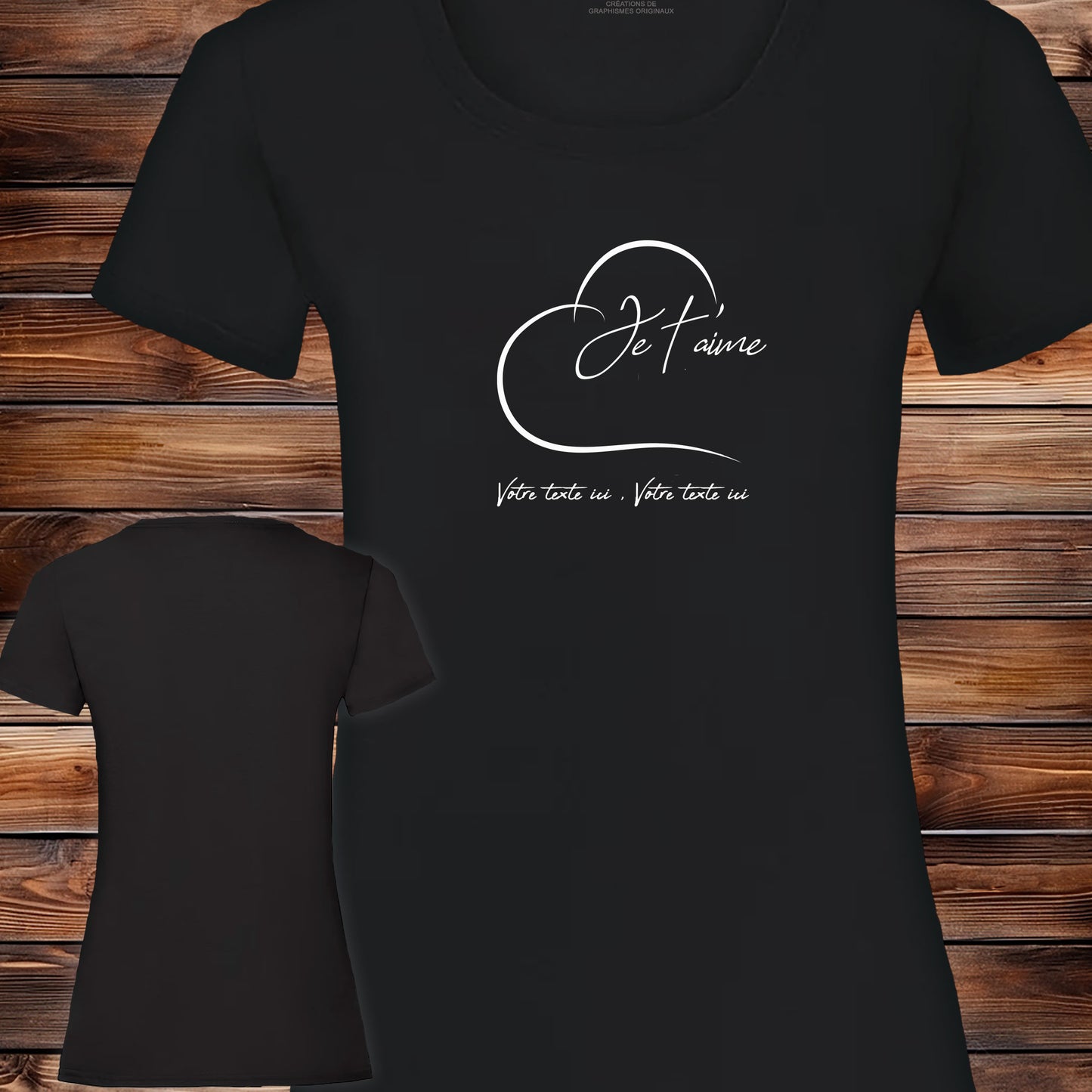 Graphisme cœur je t'aime amour sur T-shirt. Création Virginie Linard ©.