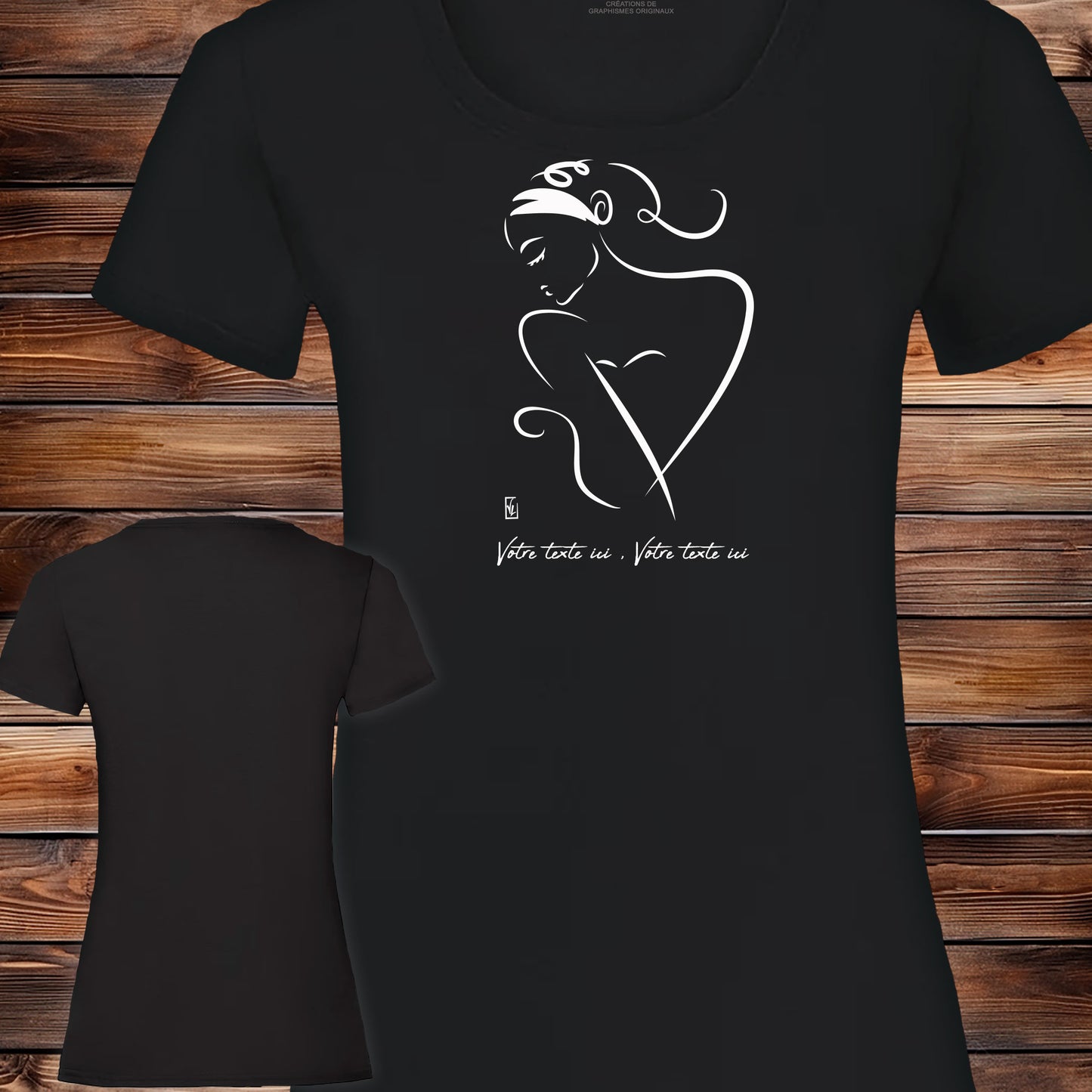 Graphisme Esquisse femme Graphisme sur t-shirt, création Virginie Linard ©.
