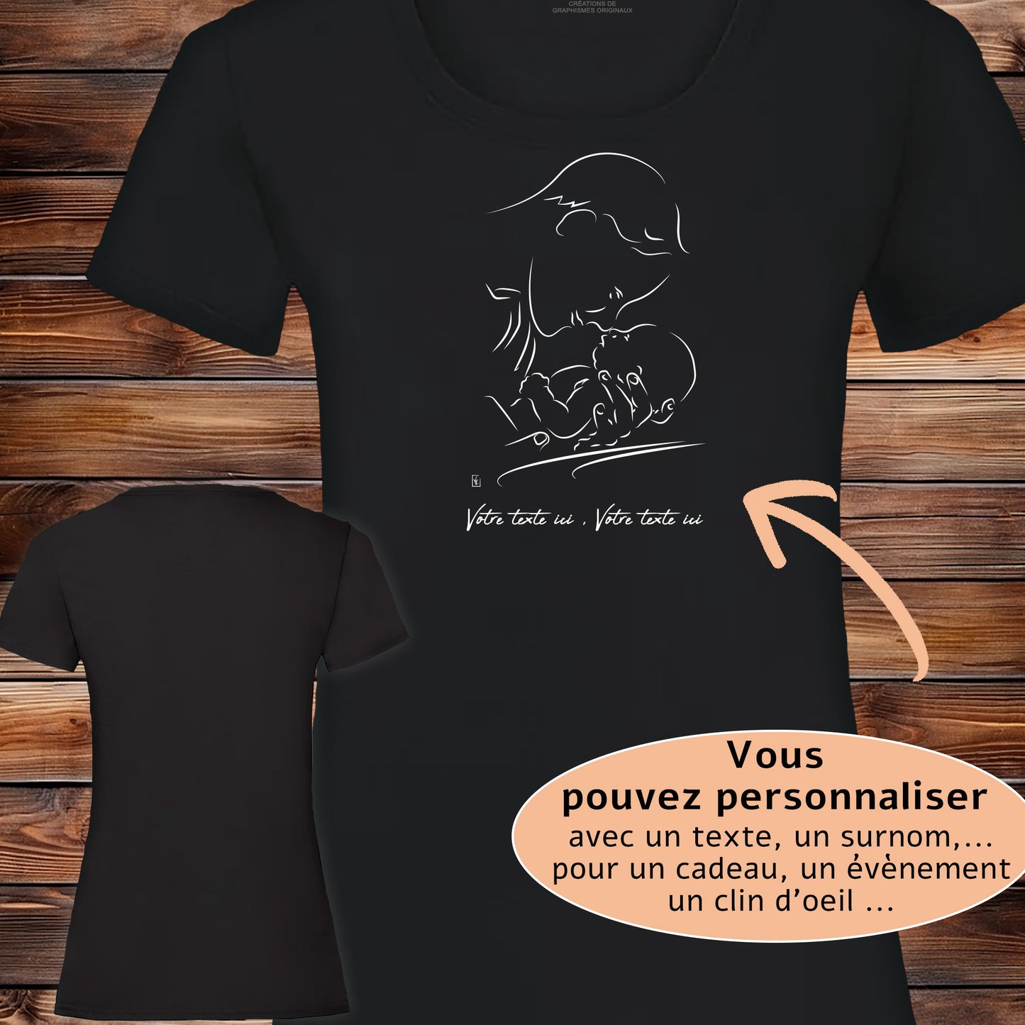 Graphisme futur papa naissance bébé Graphisme sur t-shirt, création Virginie Linard ©.