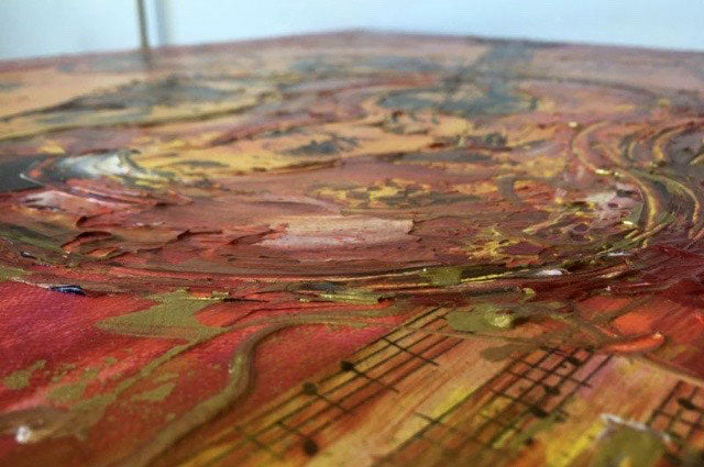 Epaisseur peinture de la toile Guitariste Tableau de Virginie Linard ©