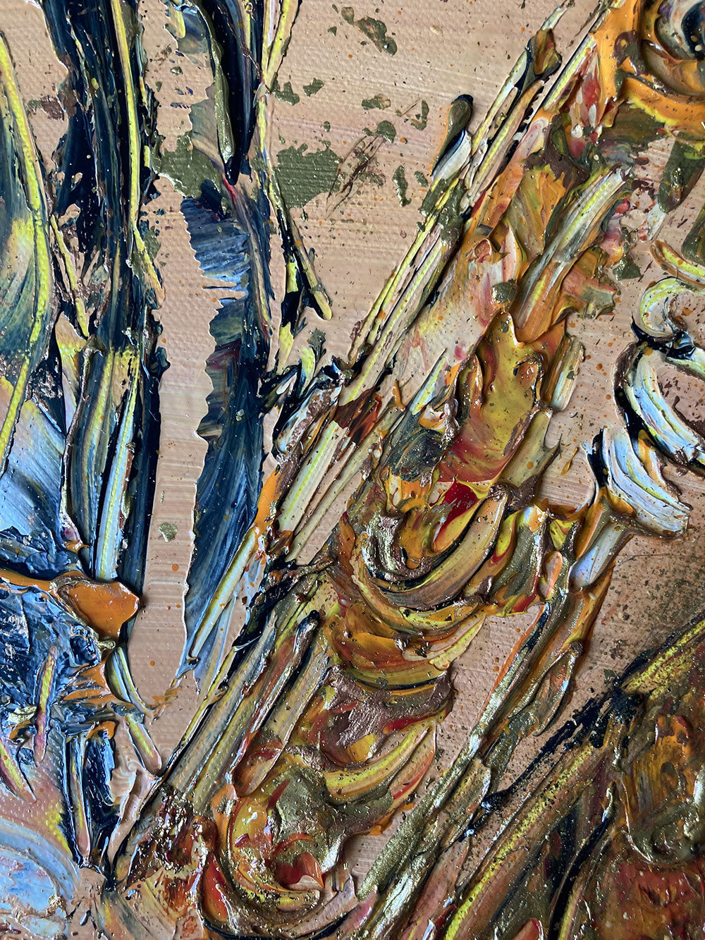 Relief peinture du tableau saxophoniste Virginie Linard ©