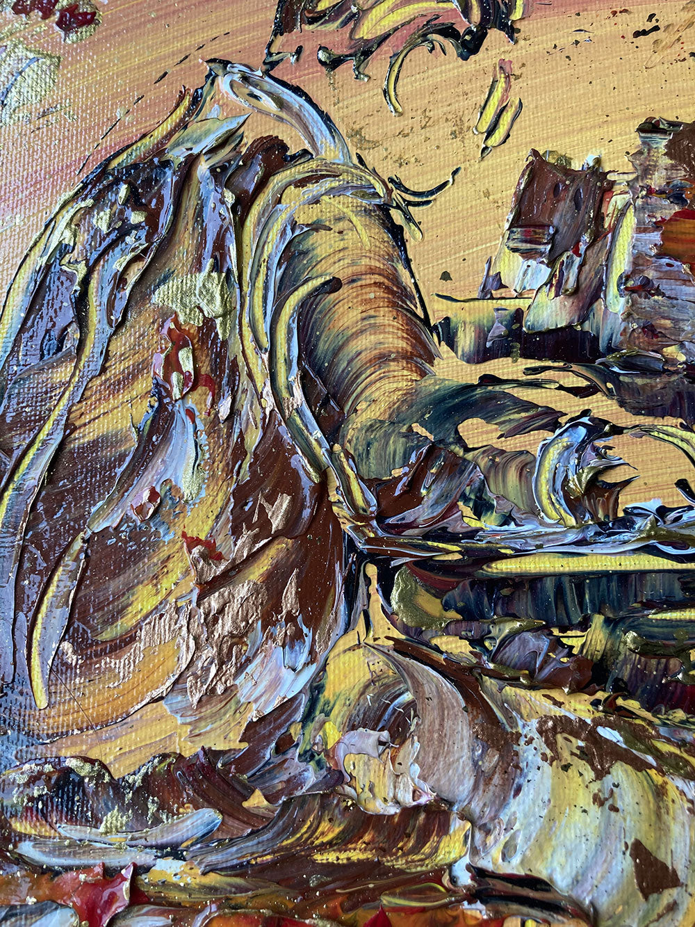 Détail du pianiste peinture sur toile du peintre Virginie Linard ©