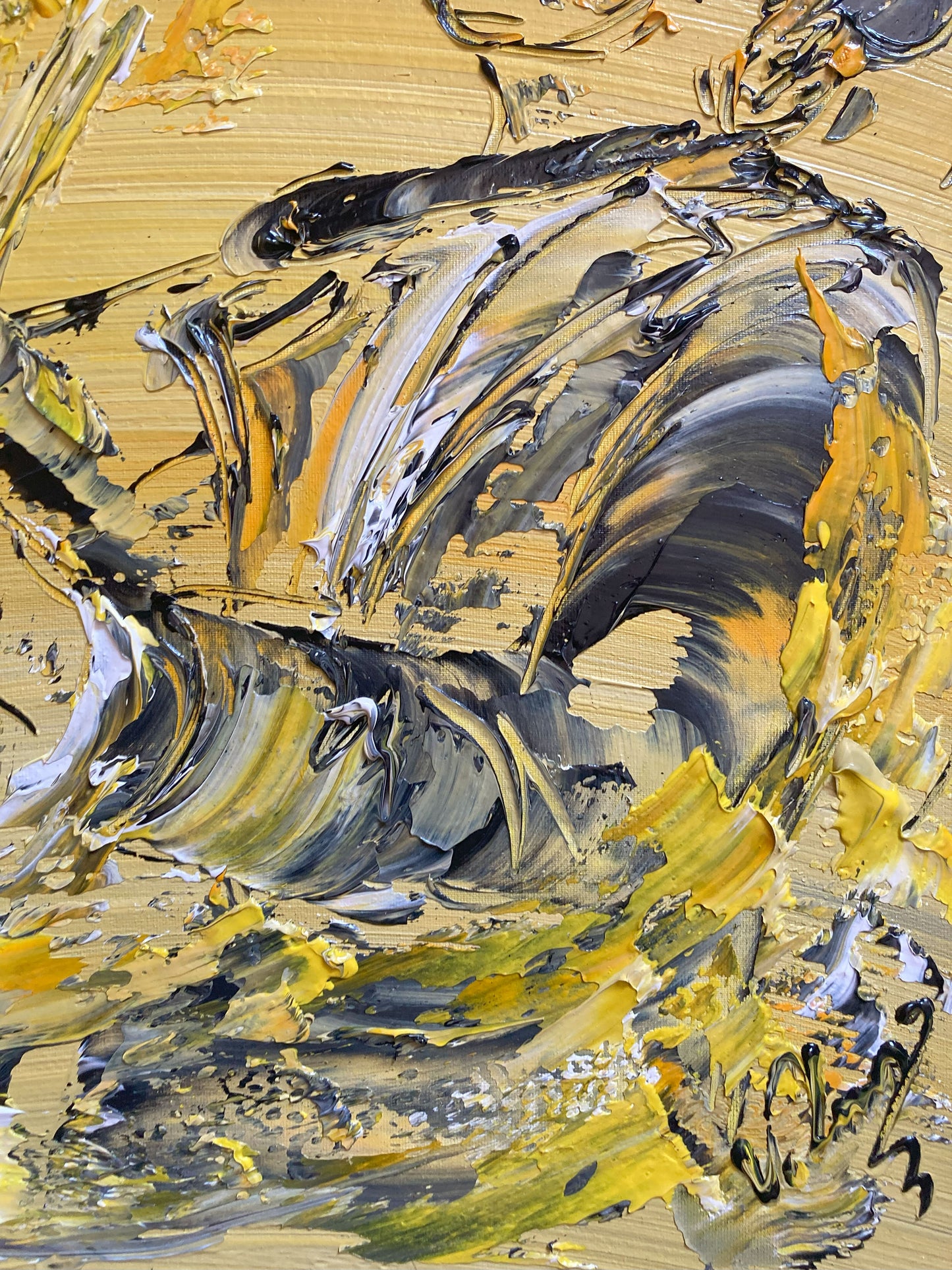 Tableau Peinture Saxophoniste Jazz - Spatule Reliefs - Toile Originale 40x40cm