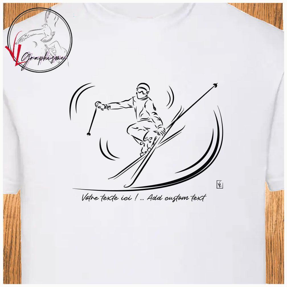 Ski saut tshirt blanc à personnaliser virginielinard.com