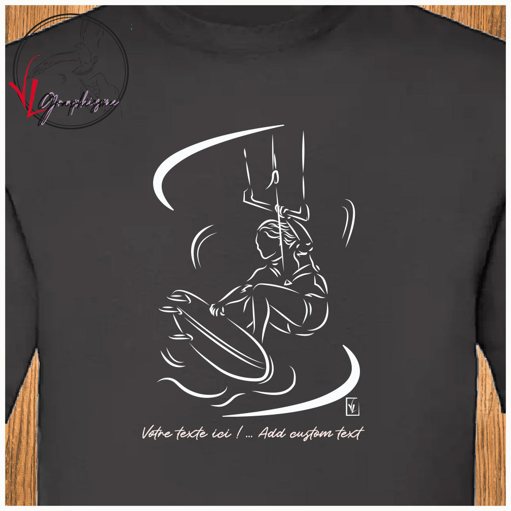 Skysurf sky surf T-shirt noir personnalisé Création VLGraphisme Virginie Linard ©