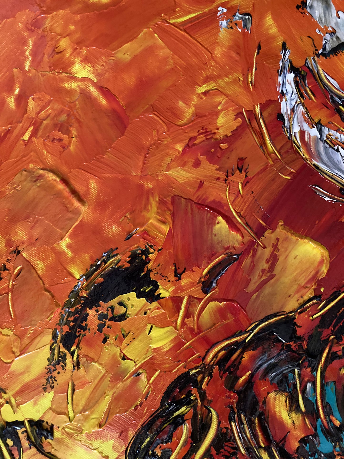 Tableau, taureau de combat espagnol, corrida, tauromachie, féria. Peinture sur toile format 70x70cm. Création Virginie Linard ©.