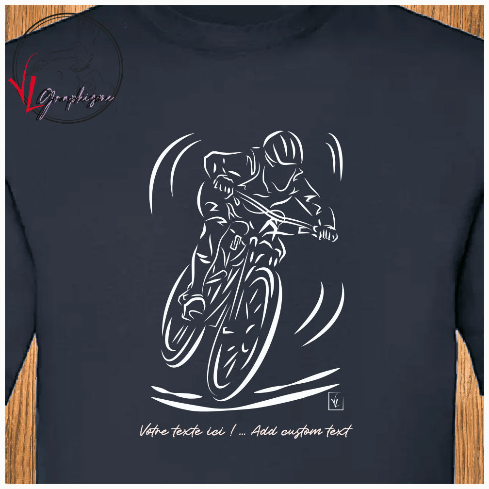 Grafik Bike MTB Cross Rennen Sport auf T-Shirt zu personalisieren mit Text Kreation Virginie Linard ©