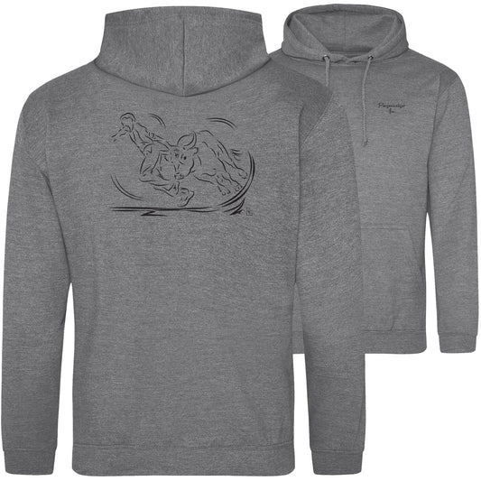 Motif Camargue Course camarguaise - Adrénaline - au dos d'un Sweat à capuche Unisexe 280g - Gris Graphite heaver