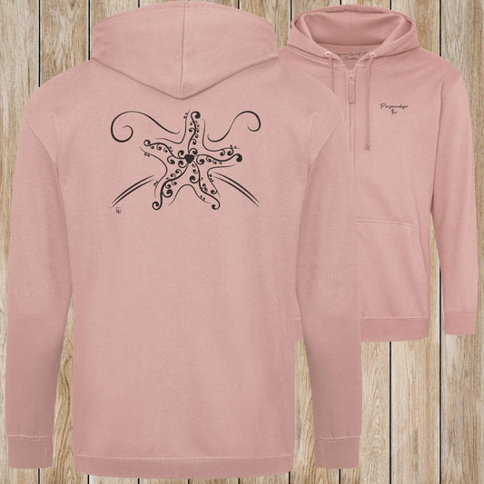 Graphisme Etoile de mer (Tatoo) sur une Veste zip Unisexe 280g - Dusty pink - Idéal Cadeau à personnaliser - Virginie Linard ©
