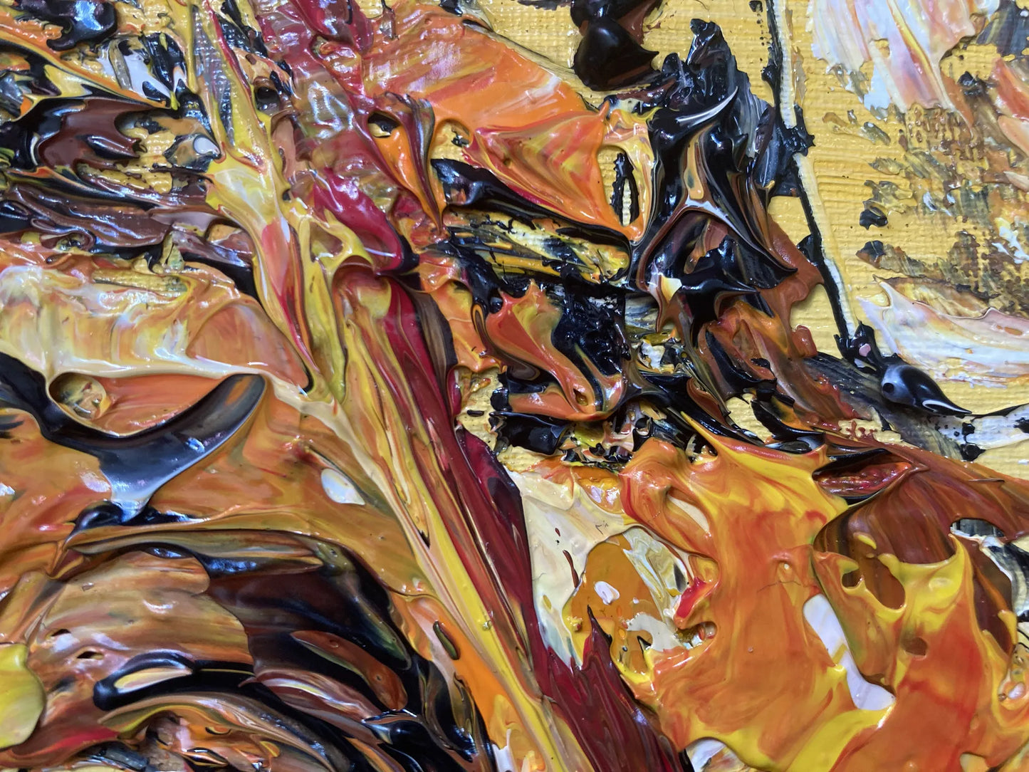Tableau d'un musicien jouant du violon solo, style peinture classique et mélodique. Détail 2.