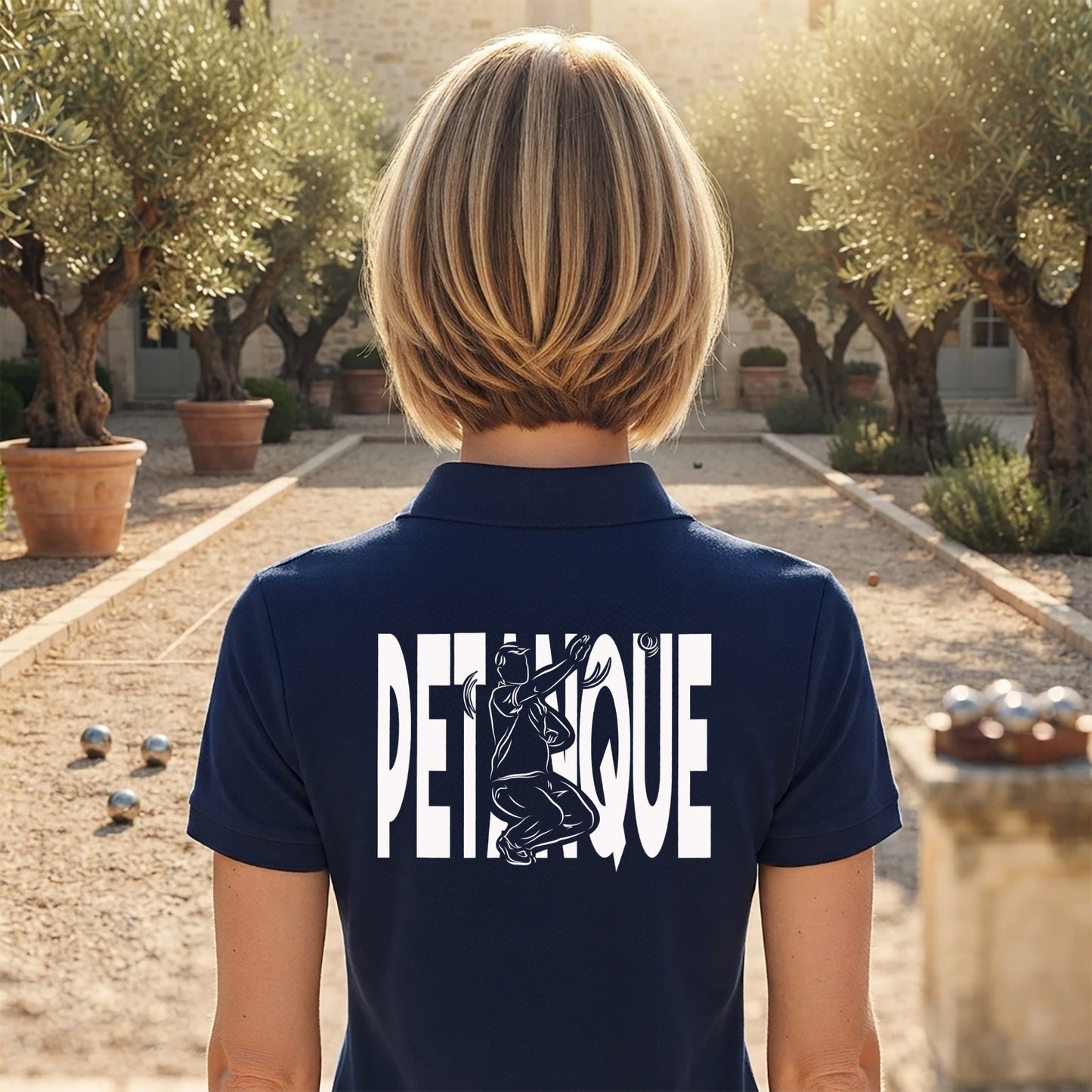 Polo Pétanque - Modèle in fine • Texte à Personnaliser côté Cœur
