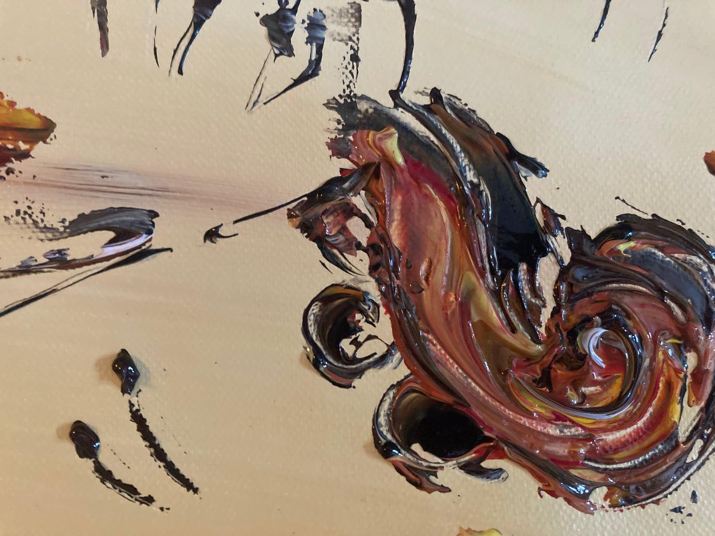 Tableau d'un Musicien violoniste, peinture sur toile de musique du peintre Virginie Linard © détail4