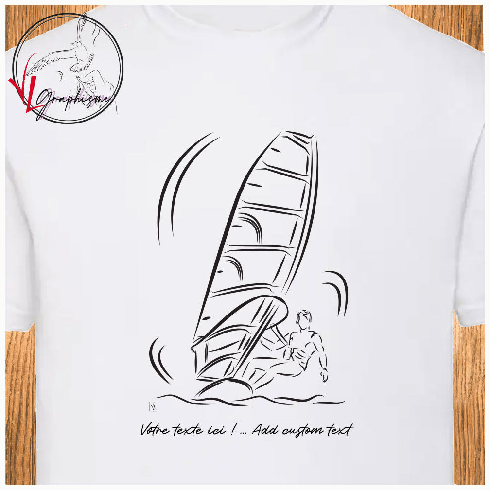 T-Shirt blanc graphisme Windsurf Sport voile