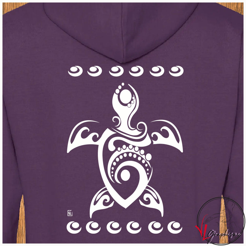 Tortue Mer Océan tatou Sweat-shirt prune personnalisé - Création VLGraphisme Virginie Linard ©