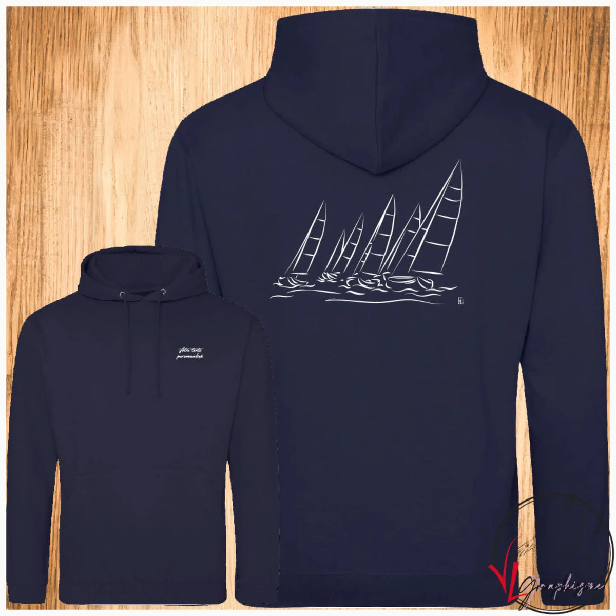 Graphisme Marine Artistique de voiliers, régate, bateau, paddle, windsurf, surf, sur vêtements, t-shirt, polo, sweat, veste, sac. Virginie Linard ©., 