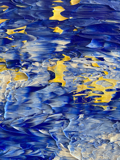 Tableau Peinture Voiliers Marine - Spatule Reliefs - Toile Originale 30x60cm