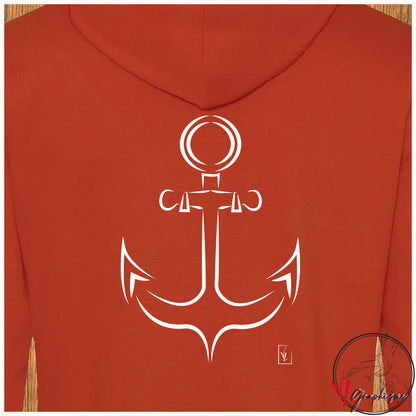 Ancre marine Sweat couleur orange brulée à personnaliser avec un texte côté coeur Graphisme Virginie Linard ©