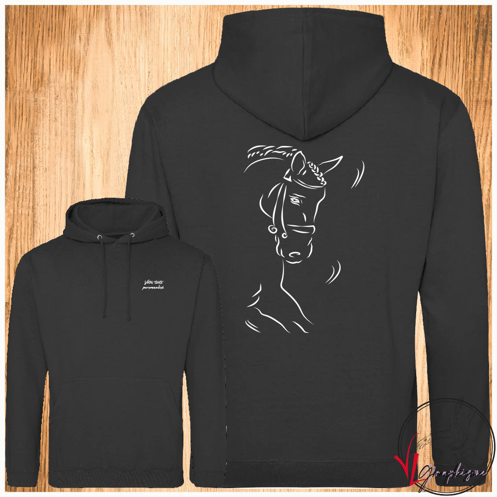 Cheval - Sweat-shirt noir personnalisé - Création VLGraphisme Virginie Linard ©