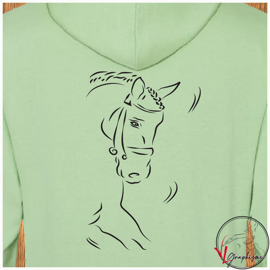 Cheval - Sweat-shirt vert personnalisé - Création VLGraphisme Virginie Linard ©