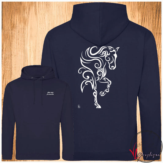 Cheval Tatou - Sweat-shirt bleu personnalisé - Création VLGraphisme Virginie Linard ©