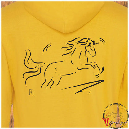 Cheval Saut - Sweat-shirt jaune personnalisé - Création VLGraphisme Virginie Linard ©