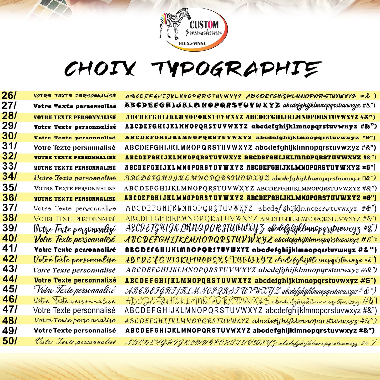 typographie pour flex thermocollan