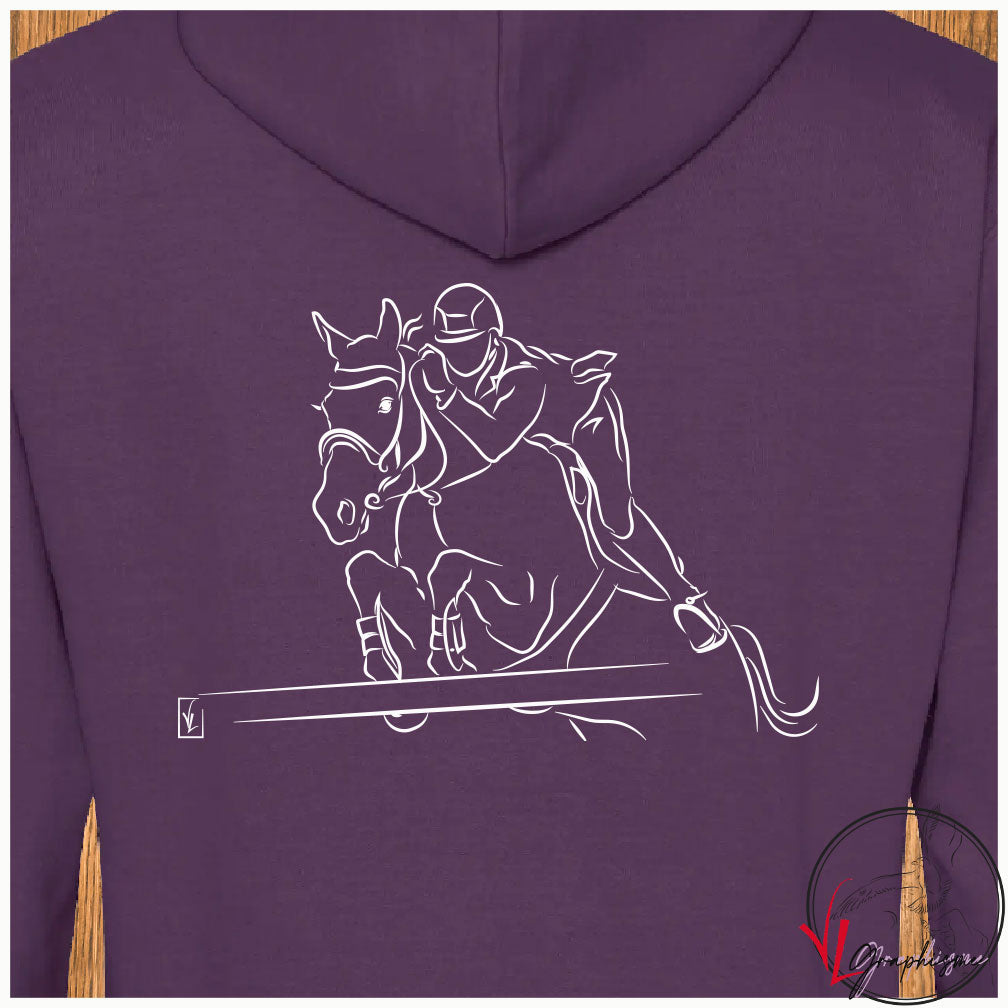 Cheval Equitation Saut Sweat-shirt prune personnalisé - Création VLGraphisme Virginie Linard ©