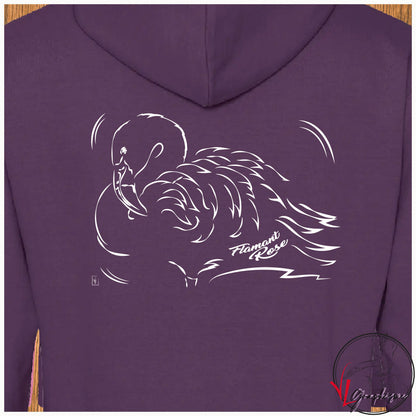 Flamant rose Sweat-shirt prune personnalisé Création VLGraphisme Virginie Linard ©