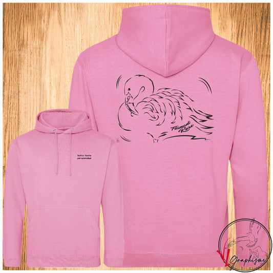 Flamant rose Sweat-shirt rose personnalisé Création VLGraphisme Virginie Linard ©