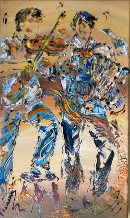 Tableau duo accordéon violon 30x50cm - Peinture originale sur Toile - VGL©