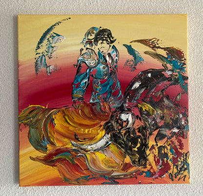 Torero Corrida - Peinture sur toile 40x40 cm