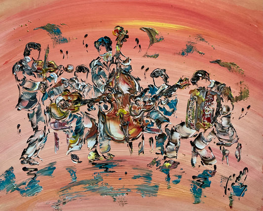 Musicians Group - Painting on canvas 50x61 cm