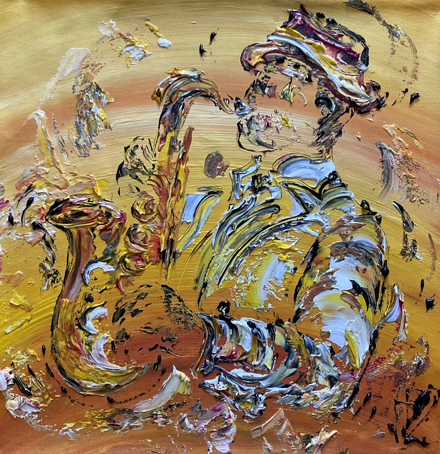 Musicien saxophoniste musique saxophone - peinture de 40x40 cm