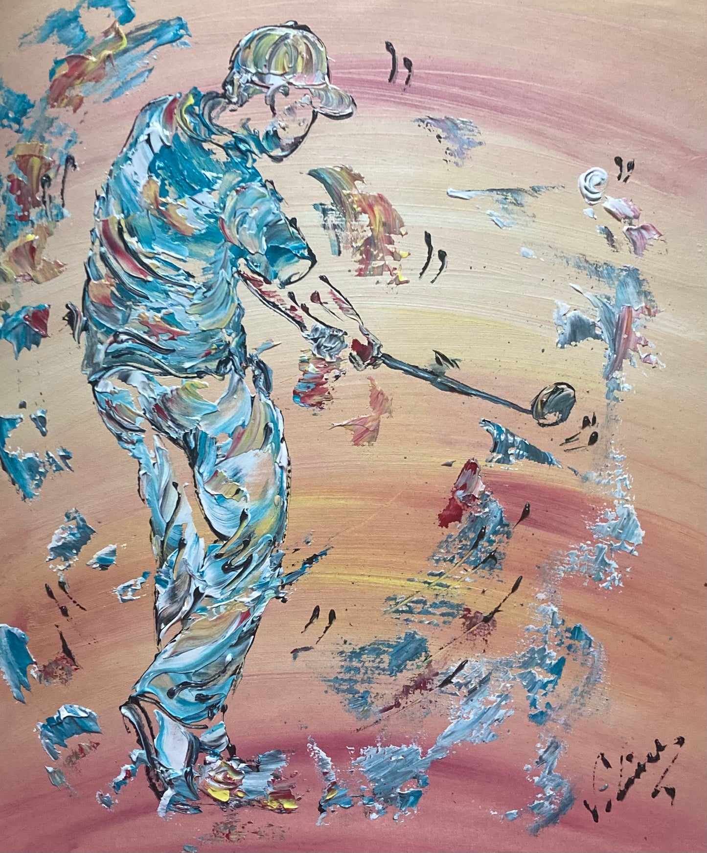 Golf swing peinture sur toile 55x46 cm