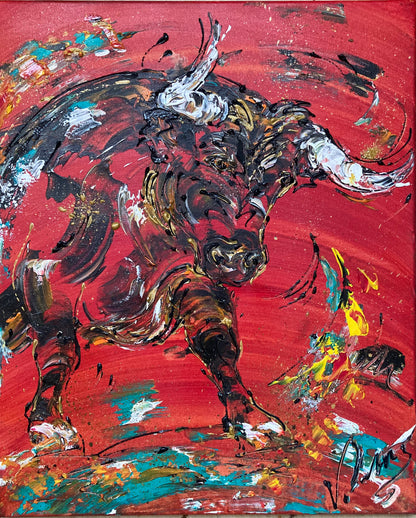 Bull - Painting on canvas 38x46cm