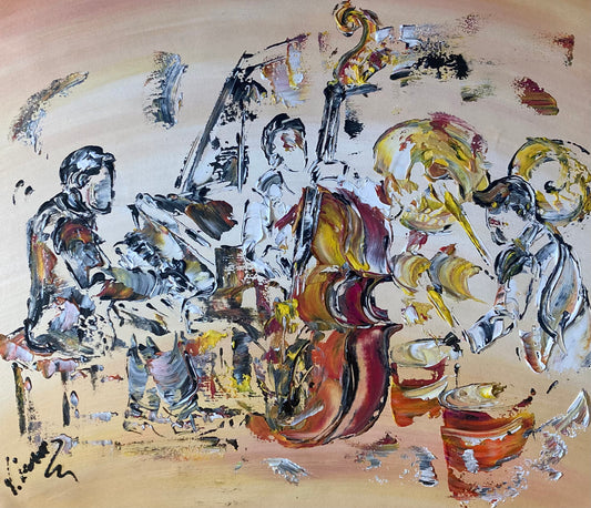 Jazz musiciens - Peinture sur toile 55x46cm