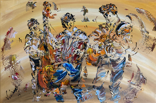 Tableau Trio musiciens 40x60cm - Peinture originale sur Toile - VGL©