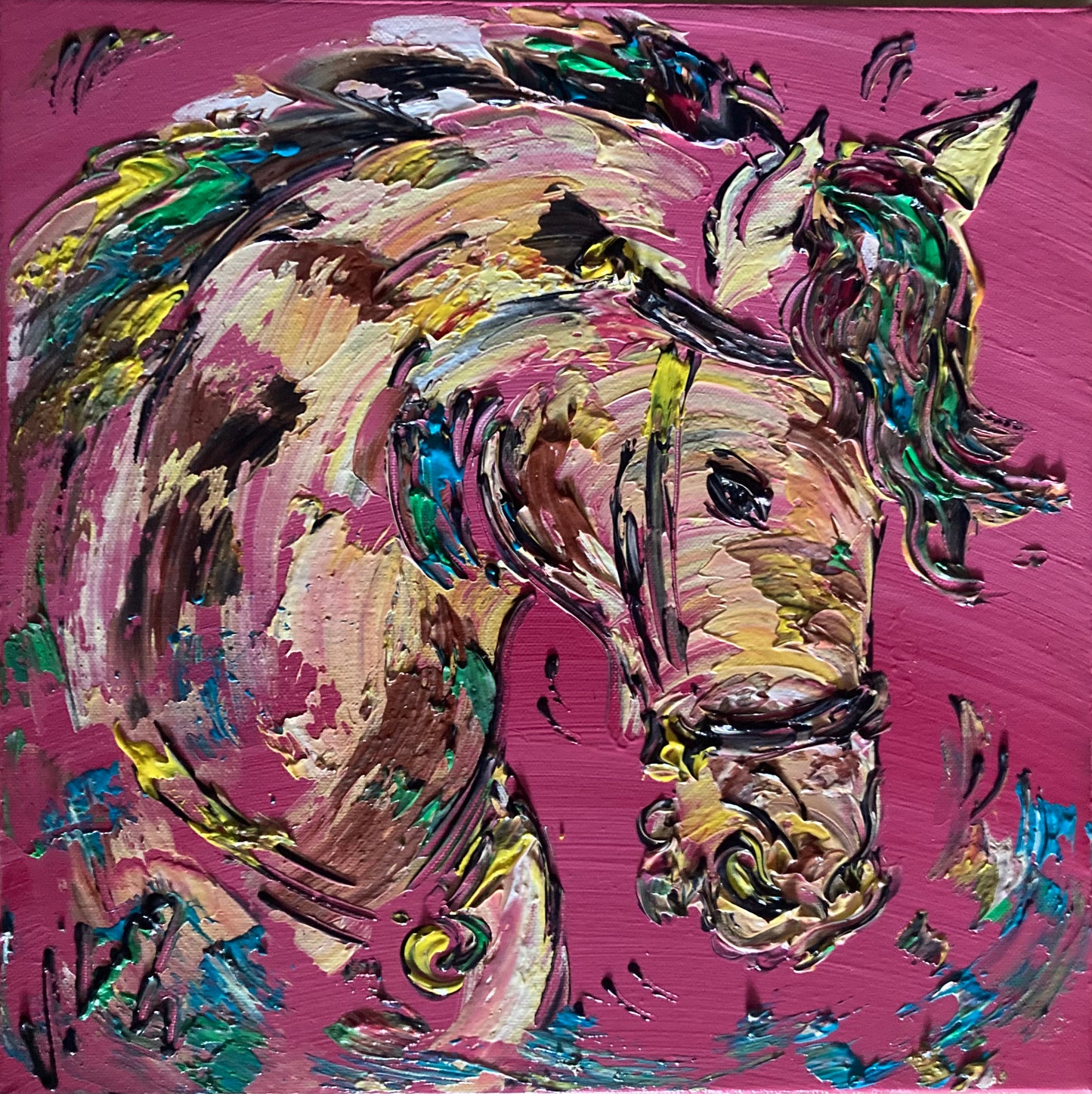 Tête Cheval - Peinture sur toile 40x40cm